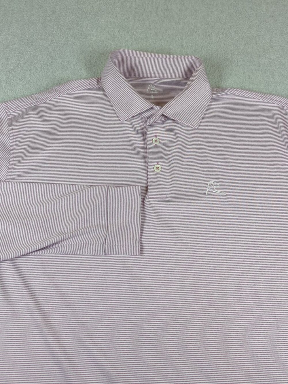 Rhoback Polo Shirt Men's Large Striped Long Sleeve Golf Performance Stretch